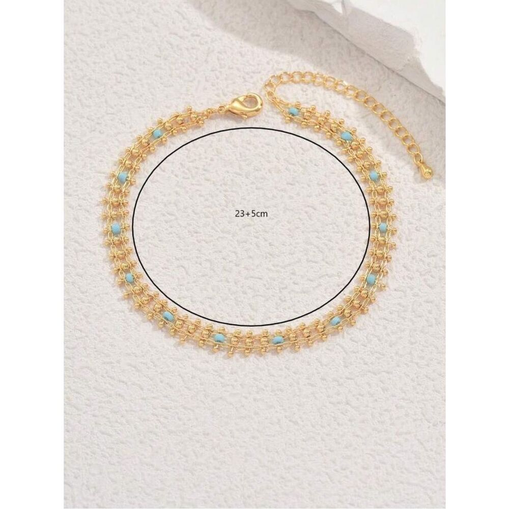 Turquoise Beaded Anklet R631 - Picture 3 of 3